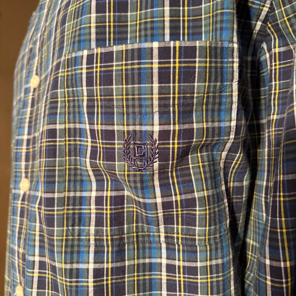 Chaps Shirt Men's 2XL Long Sleeve Button Down Stretch Easy Care Green Plaid - Picture 5 of 12